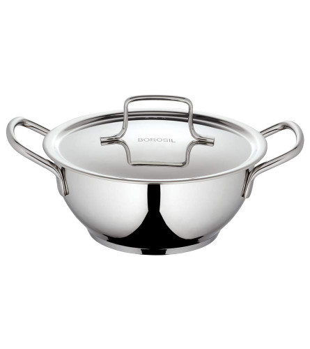 Borosil Stainless Steel Kadhai With Lid 2.3 L