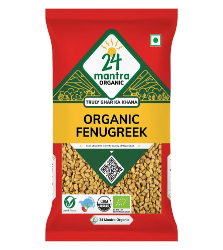 24 Mantra Organic Fenugreek Seeds/Methi Dana/Menthi Ginja 100gm Pack of 1 100% Organic,Free shipping