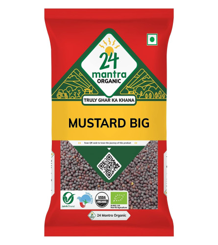 24 Mantra Organic Mustard Seeds Big/Sarson k beenj Ava Ginjalu 100g Pack of 1 Chemical Free shipping