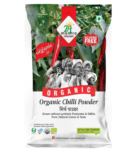 24 Mantra Organic Chilli Powder/Laal Mirch/Karam Podi - 100gm  Pack of 1 100% Organic, Free shipping