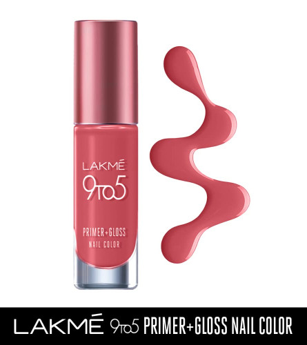 Lakme 9 to 5 Primer + Gloss Nail Colour, NudeWarmth, 6ml (Pack Of 5) Fs