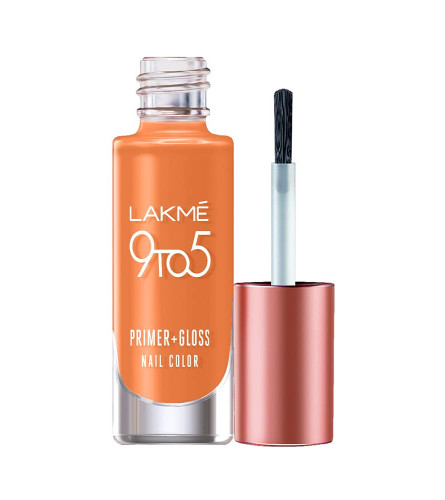 Lakme 9to5 Primer + Gloss Nail Colour, Peach Puff, 6 ml (Pack of 4) Fs