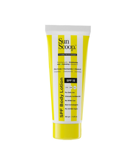 SunScoop SPF Body Lotion | SPF 15 | Enriched with Zinc Oxide + Niacinamide + Vitamin E
