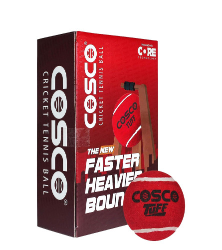 Cosco Tuff Heavy Weight Cricket Ball - Red (Pack of 6) free shipping
