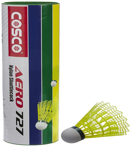 Cosco Aero 727 Shuttle Cock, Nylon, Yellow (Pack of 6) free shipping