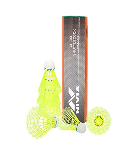 Nivia Power Strike 2000 Badminton Shuttlecock for Sports Games - Yellow (Pack of 6) free shipping