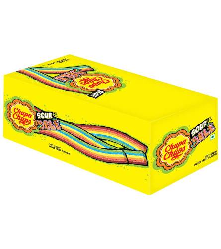 Chupa Chups, Sour Belt, Mixed Fruit Flavour, Soft & Chewy Toffee Pack, 691.2g- Pack of 12