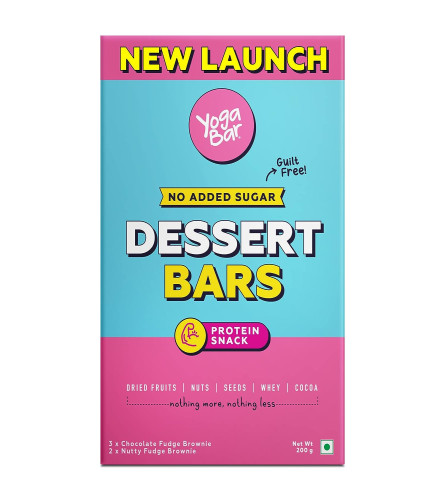 Yogabar Dessert Protein Bar - No Added Sugar Snacks | Guilt Free Chocolate Fudge Brownie & Nutty Fudge Brownie | Healthy Snacks with Premium Protein derived from Almonds & Pure Whey | Protein Snacks