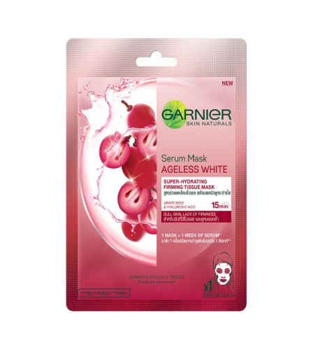 Garnier Skin Naturals, Ageless White, Face Serum Sheet Mask (Red)