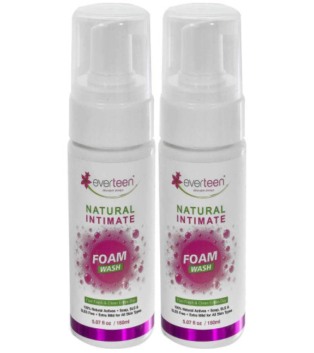 everteen Natural Intimate Foam Wash for Feminine Hygiene in Women – 2 Pack (150 ml) Fs