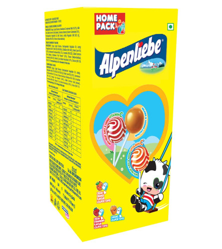 Alpenliebe Pop Assorted Lollipop (Orange, Strawberry & Caramel Flavour)- 384g Pack (48 Pieces)