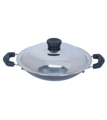 Anjali Non-Stick Appam Chetty with Stainless Steel Lid, 21cm (Fs)