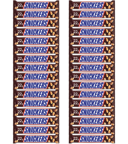 Snickers Peanut Filled Chocolates - 22g Bar (Pack of 32) Free shipping world