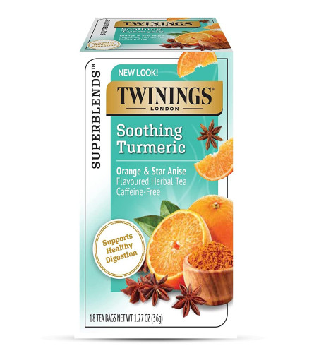 Twinings Superblends Soothing Turmeric Orange & Star Anise Flavoured Herbal Tea,18 Tea Bags X 2 PACK