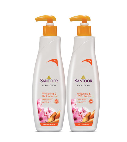 Santoor Perfumed Body Lotion for Whitening & UV Protection with Sandalwood & Sakura Extracts