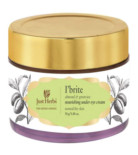 Just Herbs Crema de noche ayurvédica Brite de té verde almendra debajo de los ojos para ojeras, arrugas y ojos hinchados, crema sin parabenos para unisex, 100 g (envío gratis)