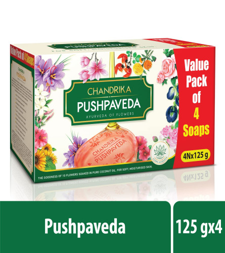 Chandrika Pushpaveda Ayurveda-Seife 125 gm (4er-Pack) Kostenloser Versand
