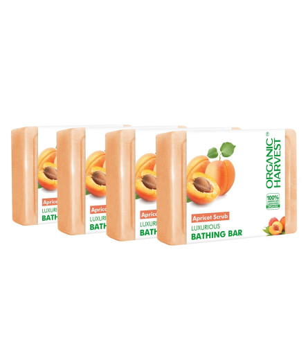 Organic Harvest Luxuriöses Badebar-Aprikosenpeeling 125 gm (4er-Pack) Kostenloser Versand