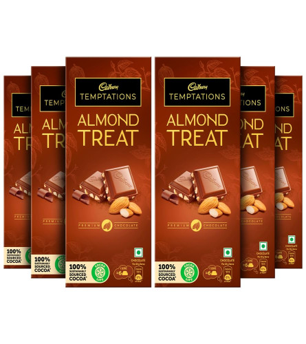 Cadbury Temptation Almond Treat Premium-Schokoriegel 72 gm (6er-Pack)