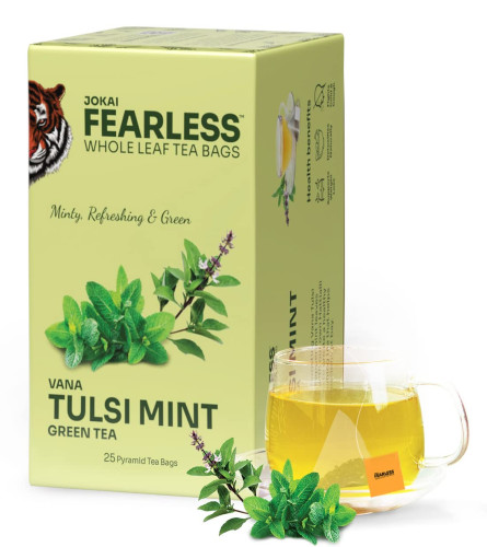 Fearless Tulsi-Minz-Grünteebeutel mit Bio-Vana-Tulsi-Blättern, 25 Stück (2er-Pack)
