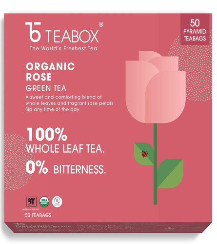Teabox Bio Rose Grünteebeutel 50 Stk (Kostenloser Versand)