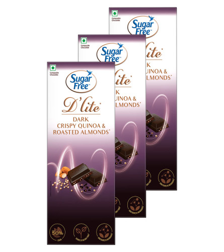 Sugar Free D'lite Quinoa & Mandels dunkler Schokoriegel, 80g (3er Pack) Kostenloser Versand