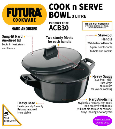 hawkins-futura-ciotola-cook-nserve-da-3-litri-casseruola-anodizzata-dura