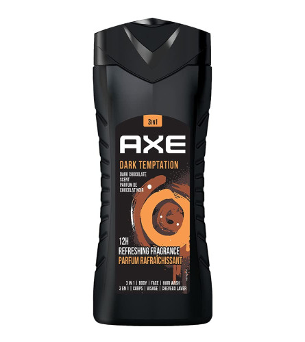 axe-dark-temptation-3-in-1-body-face-hair-wash-for-men-long-lasting-refreshing-dark-chocolate-fragrance-natural-origin-ingredients-removes-odor-bacteria-dermatologically-tested-250ml-free-shipping-