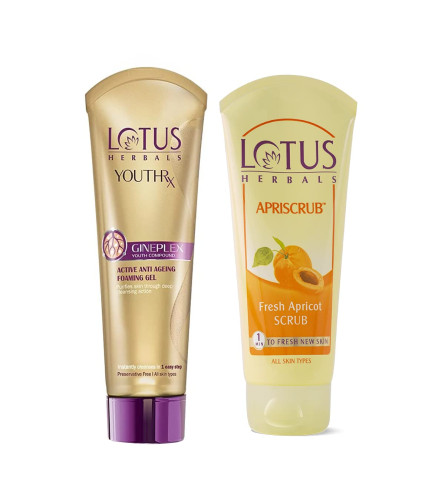 lotus-herbals-apriscrub-exfoliating-apricot-face-scrub-100gyouthrx-anti-ageing-foaming-gel-face-wash-100g-free-shipping-worldwide-