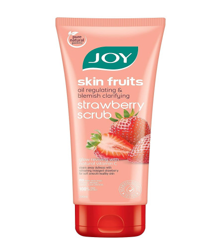 joy-blackhead-removal-face-scrub-with-strawberry-200gm-exfoliating-scrub-for-face-with-vitamin-c-controls-excess-oil-removes-blemishes-100-vegan-gentle-on-skin-free-shipping-worldwide-