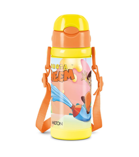 milton-charmy-450-chota-bhim-thermosteel-kids-water-bottle-400-ml-yellow-vacuum-insulated-hot-cold-leak-proof-rust-proof-school-picnic-free-shipping-worldwide-