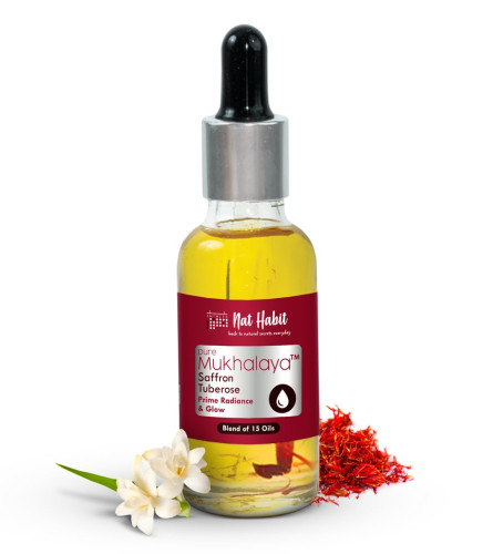 nat-habit-saffron-tuberose-mukhalaya-face-oil-for-radiance-glow-with-blend-of-15-cold-pressed-oils-to-brighten-skin-remove-dullnessno-mineral-oil-or-chemical-30ml-free-world-wide-shipping