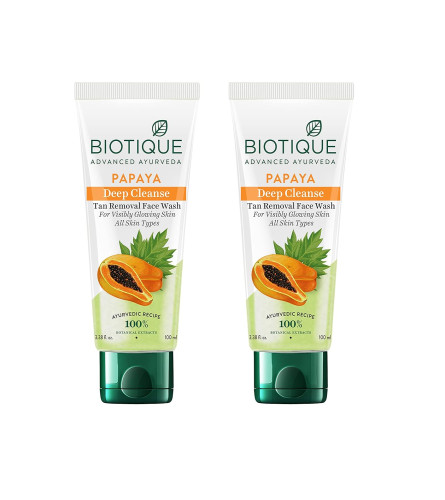 Biotique Papaya Deep Cleanse Face Wash 100ml x 2 pack - free ship