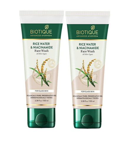 Biotique Rice Water & Niacinamide Gel Face Wash 100ml x 2 pack