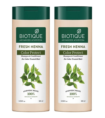 Biotique Bio Henna Leaf Fresh Texture Shampoo & Conditioner, 180 ml x 2 pack (free shipping)