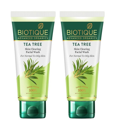 Biotique Tea Tree Skin Clearing Normal to Oily Skin Face Wash, 150 ml (pack of 2)