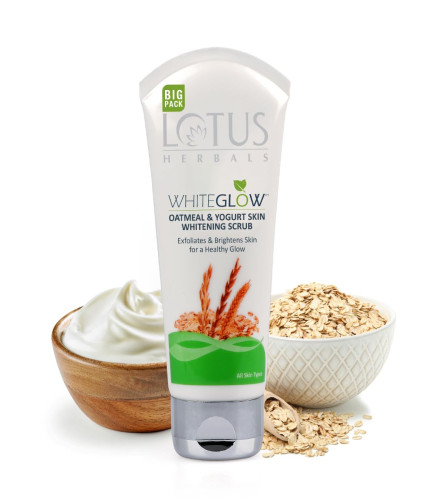 Lotus Herbals WhiteGlow Skin Brightening Oatmeal & Yogurt Scrub 150gm - free shipping