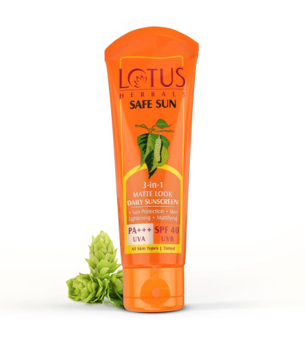Lotus Herbals Safe Sun 3 In 1 Tinted Daily Sunscreen 100gm - free ship