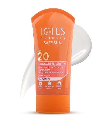 Lotus Herbals Safe Sun Daily Sunscreen SPF 20 UVB and PA+ UVA 50gm x 2 pack