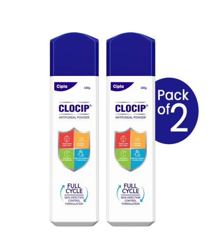 Cipla Clocip Antifungal Powder 100 gm (Pack of 2)