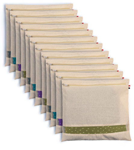 SOLSTICE Cotton Saree Bags/Covers For Storage Set Of - 12