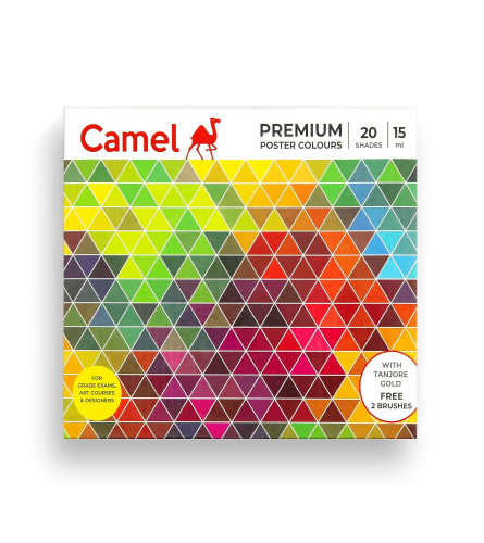 Camel Premium Poster Colour with Brush 15 ml- 20 Shades (Multicolor)