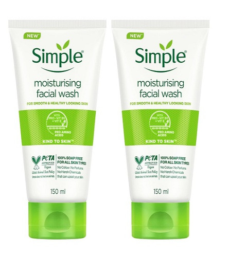 Simple Kind To Skin Moisturising Facial Wash 150 ml (pack of 2) - free shipping