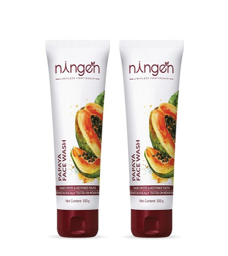 Ningen Papaya Face Wash Brightening and Glowing Skin 100gm (pack of 2) free ship