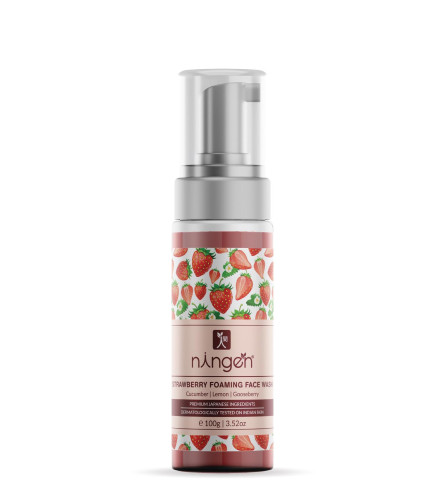Ningen Strawberry Foaming Face Wash with For Anti-Acne & Skin Brightening (100g)
