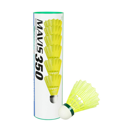 Yonex Mavis 350 Green Cap Nylon Shuttlecock (Yellow) Pack of 6