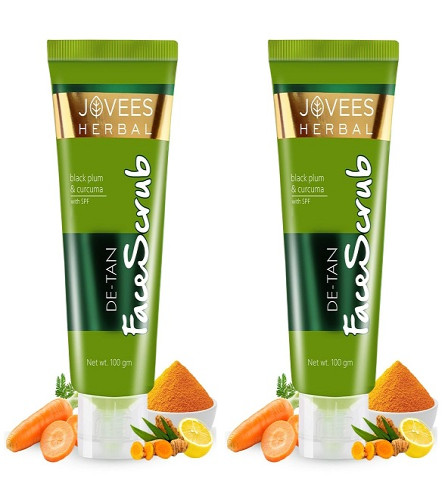 Jovees Herbal De-Tan Scrub With SPF For Brightening & Revitalizing Face Scrub 100 gm x 2 pack