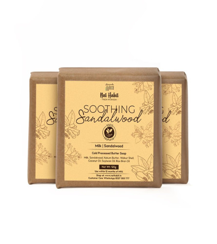 Nat Habit Sandalwood De-Tan Soap 125 g (Pack of 3)