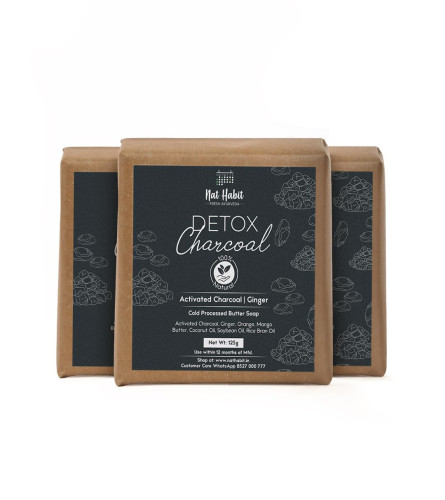 Nat Habit Detox Charcoal Butter Bath Soap 125 g (Pack of 3)