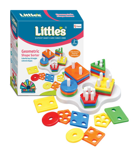 Little's Geometric Shape Sorter 25 Pieces with 5 Shapes & Colors - free ship